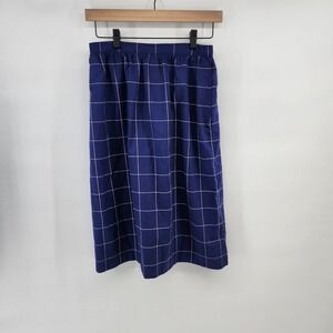 Schrader Sport Petites Blue White Windowpane Plaid Grid Midi Skirt 10
